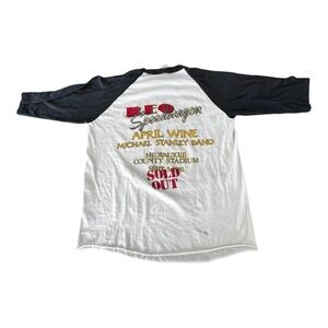 VINTAGE 1981 REO SPEEDWAGON 3/4 LENGTH SHIRT MENS LARGE BAND TEE